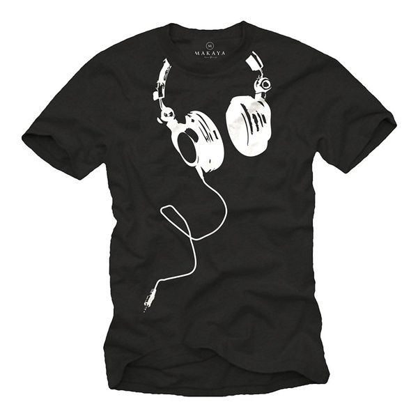 Street Wear Womens Unisex T-Shirt Black /& White Headphones Music Hip Hop T-Shirt Short Sleeve Shirt Mens Graphic Tee