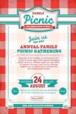 vector illustration of a family picnic celebration invitation design