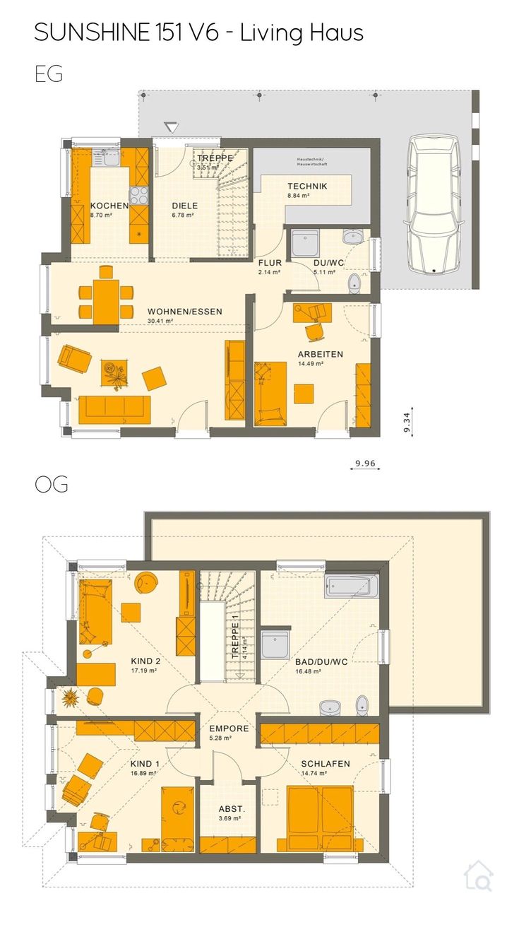 Grundriss Stadtvilla quadratisch mit Loft Charakter