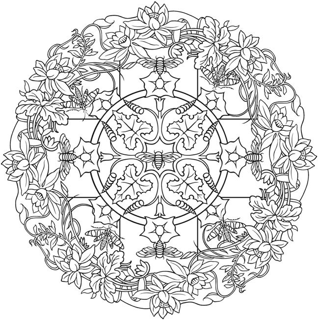 Nature Mandalas Sample Coloring Page Dover