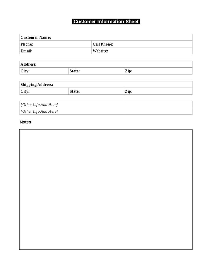 Use this simple customer information template to keep a record of your customers’ important information. This document is also called a customer profile sheet.