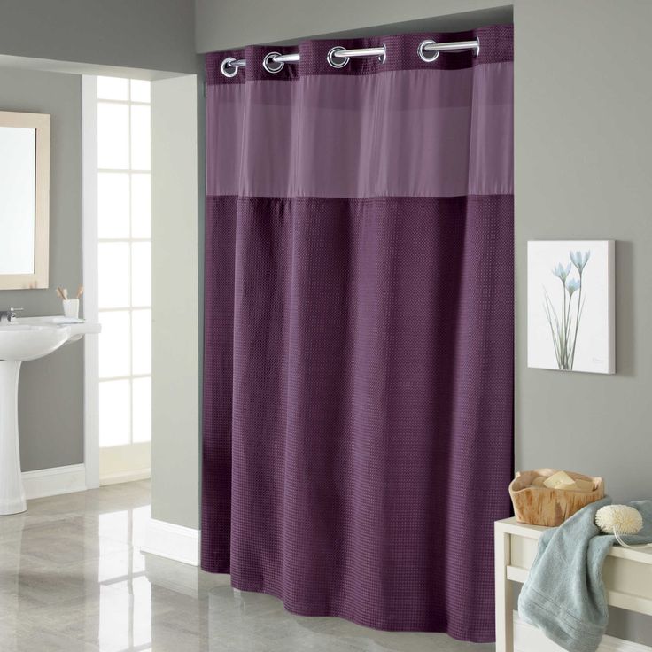 Hookless Waffle Fabric Shower Curtain And Snap In Liner Set Bed Bath Beyond Purple Curtains Hookless Waffle Fabric Shower Curtain, Hookless Shower Curtain With Snap Liner Canada