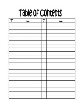table of contents templates
