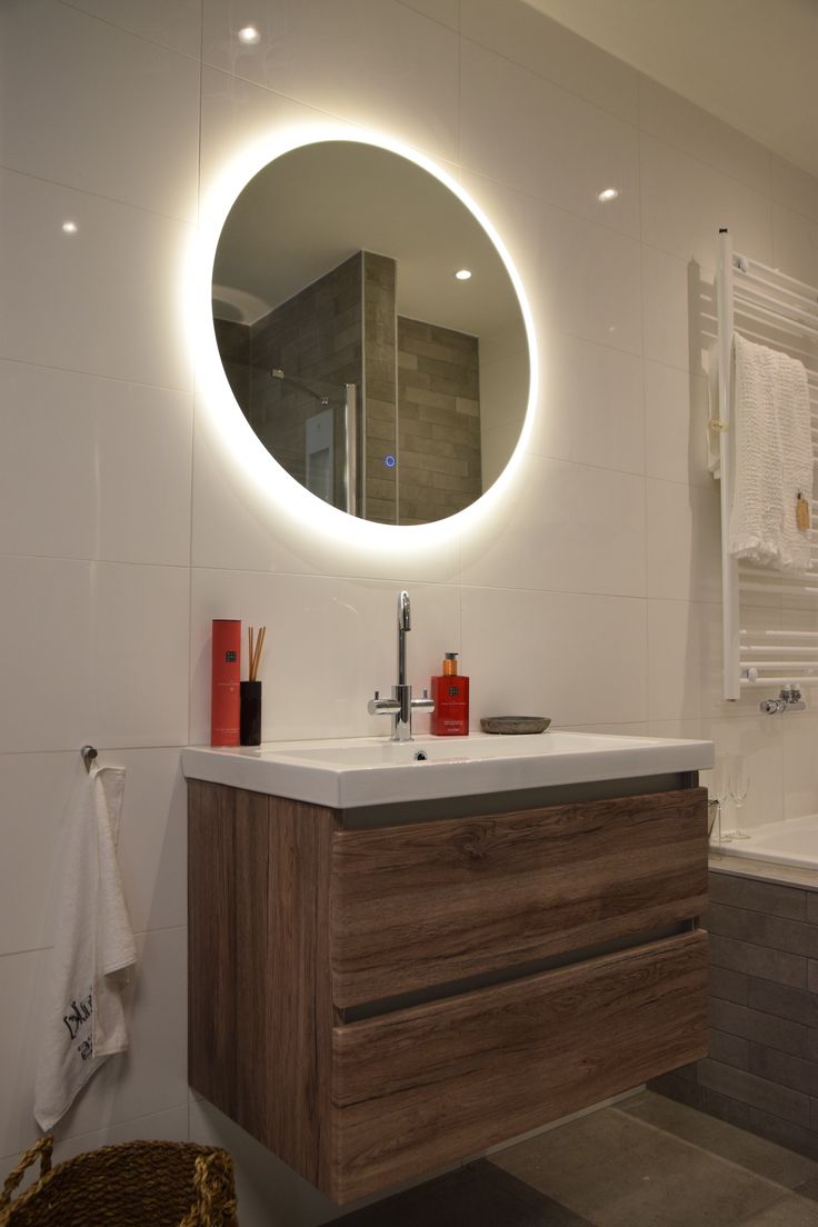 Ronde badkamer spiegel 80 cm met indirecte led verlichting ...