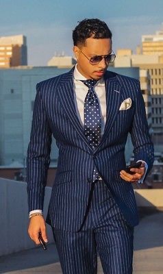 Navy-Blue-Striped-Groom-Mens-Tuxedos-Business-Party-Wedding-Suit-Tailored-Custom