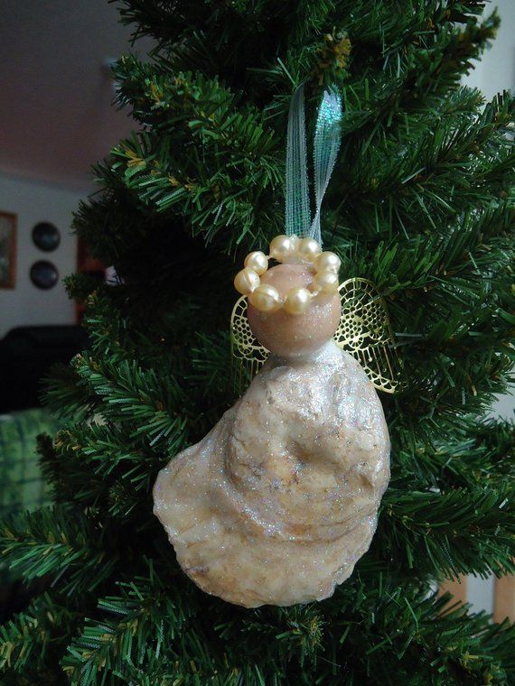 Iridescent Oyster Shell Angel Christmas Tree Ornament Beach Tree Decoration Shell Tree Decor