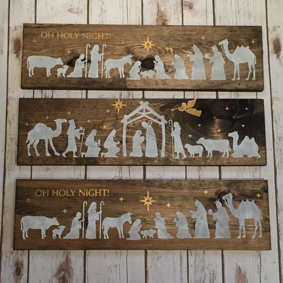nativity scene religious sign holiday sign rustic silent night christmas