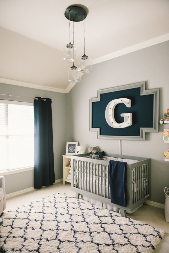 Modern Grey Navy And White Baby Boy Nursery Wall Decor Idea Modern Grey Navy And White Baby Boy Nursery Wall Decor Idea