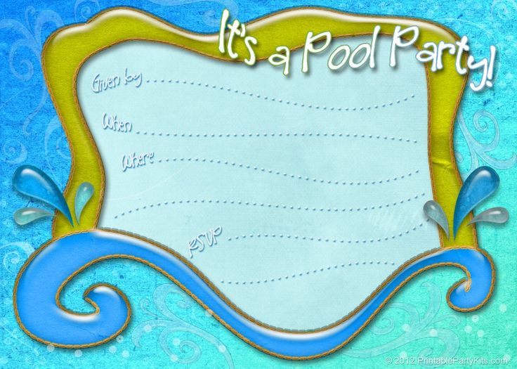 printable pool party invitations for kids