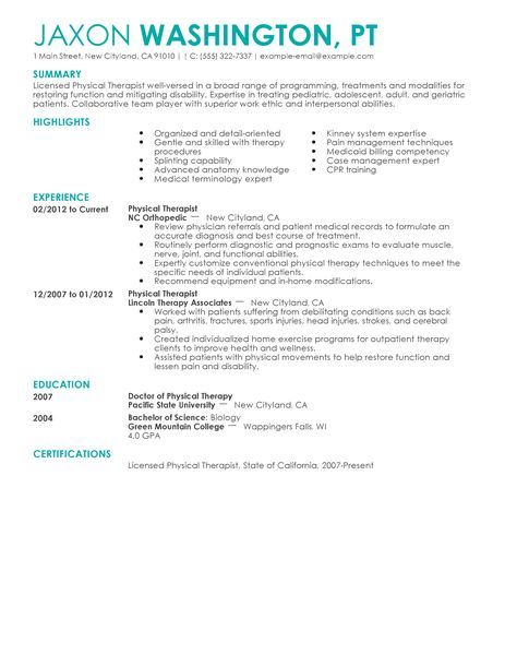Do you have the tools you need to get a medical job? Check out our Physical Therapist Resume Example to learn the best resume writing style.