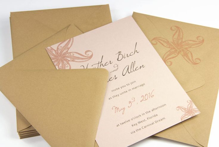 Beach Themed Wedding Invitation Made With Curious Metallics Nude Card Stock And Euro Flap Kraft Beach Themed Wedding Invitation Made With Curious Metallics Nude Card Stock And Euro Flap Kraft