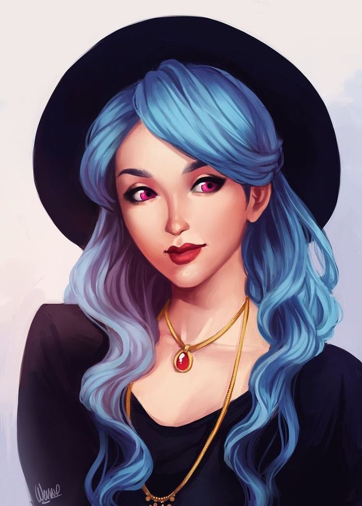 Blue hair anime woman