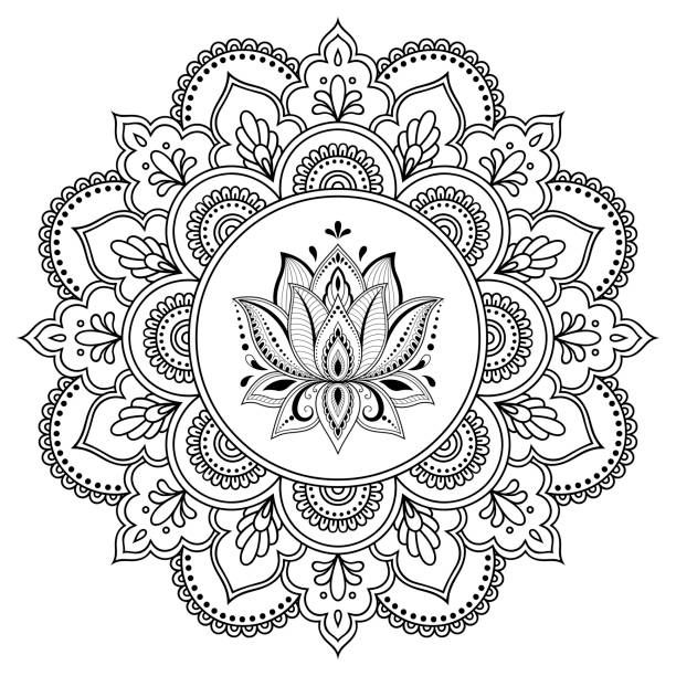 Circular pattern in the form of a mandala. Henna tatoo mandala....