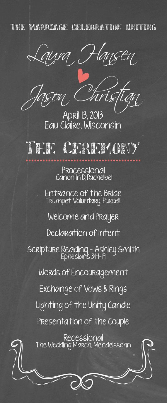 Best 25 Wedding Program Chalkboard Ideas On Pinterest Events Of Diy Printable Wedding Program Chalkboard By Themunch On Etsy