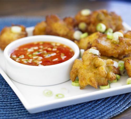 Crab Corn Cakes With Chilli Dipping Sauce Crab Corn Cakes With Chilli Dipping Sauce