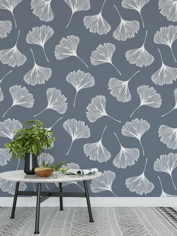Gingko Leaves Peel And Stick Wallpaper In 2020 Room Visualizer Peel And Stick Wallpaper Roommate Decor