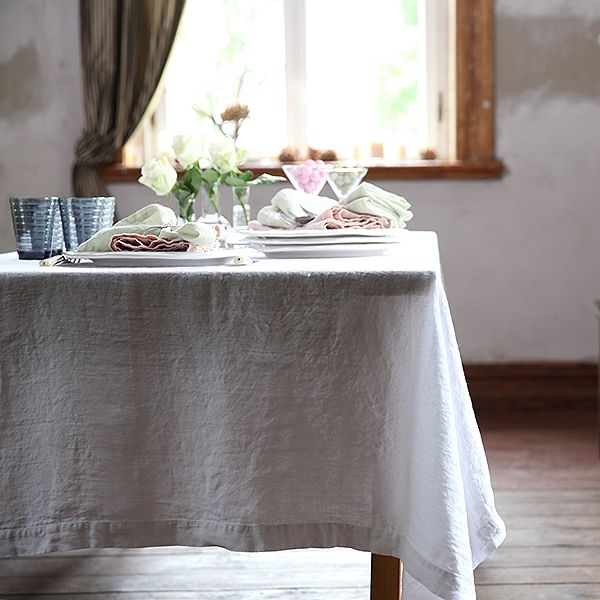 118 Best Table Linen And Decoration Images On Pinterest Harvest Stone Washed Linen Tablecloth Optical White