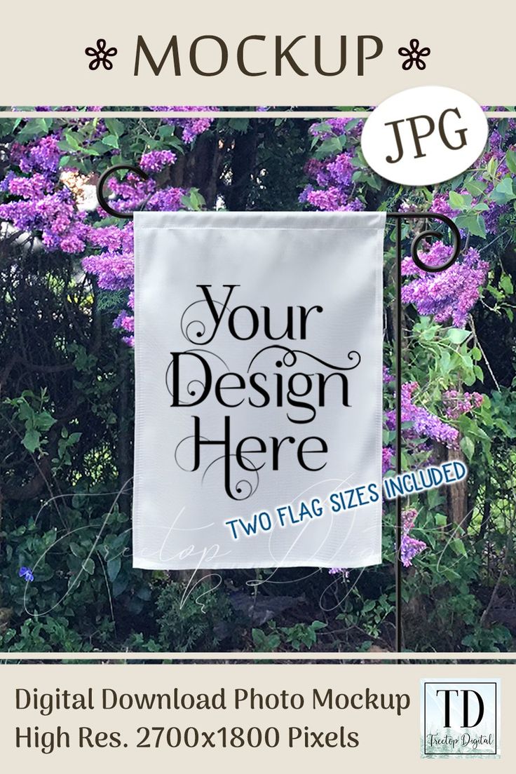 Download Yard Flag Mockup, A White Garden Flag against Lilacs Mock ...