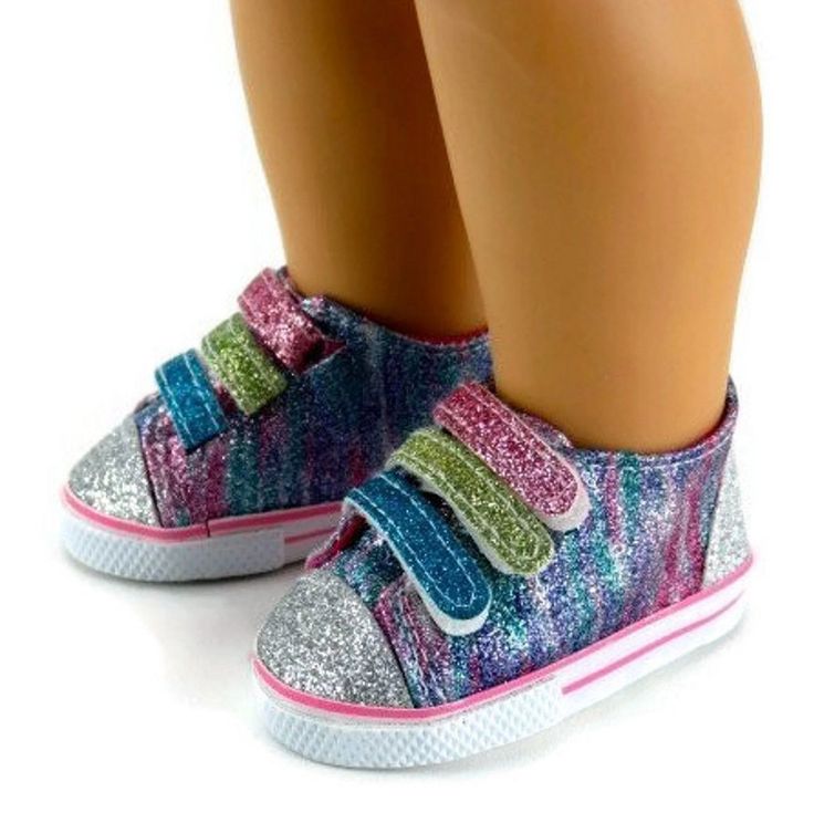 $5.94 - Rainbow Glitter Tennis Shoes Sneakers Made For 18 $5.94 - Rainbow Glitter Tennis Shoes Sneakers Made For 18