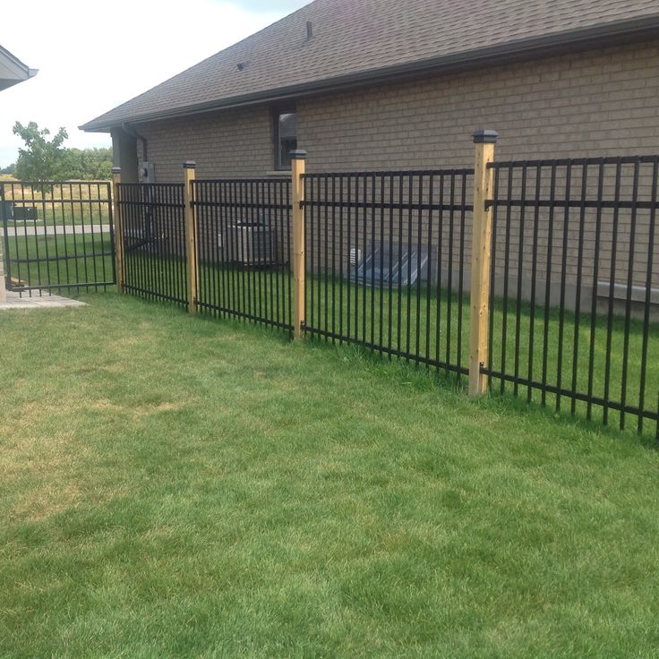 Wrought Iron Fence With 4x4 Wood Posts Black Caps Fences Steel Wrought Iron Fence With 4x4 Wood Posts, Wrought Iron Garden Fence Post Caps