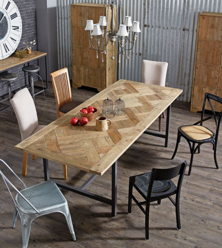 Parquet Recycled Timber Dining Table Neutral Colour Scheme Parquet Recycled Timber Dining Table Neutral Colour Scheme