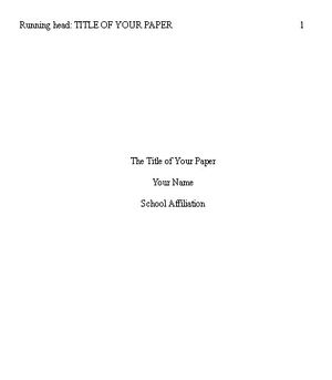 apa style cover pages