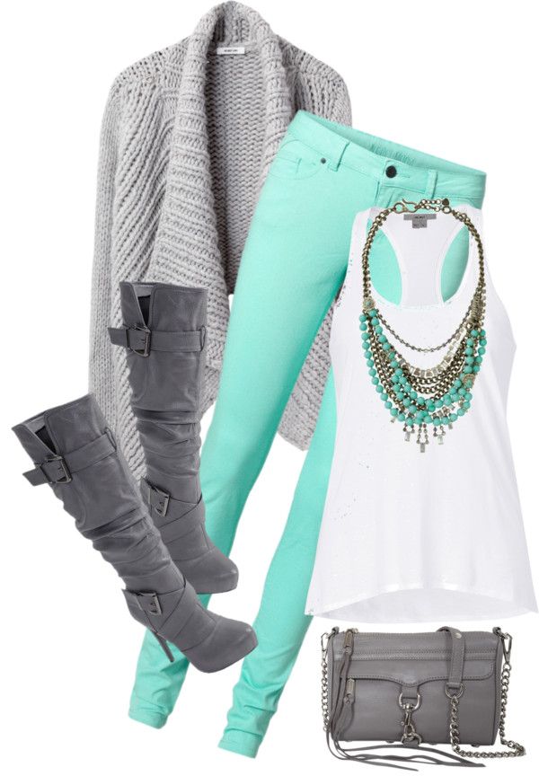 Green Grey Clothes Outfits Fashion