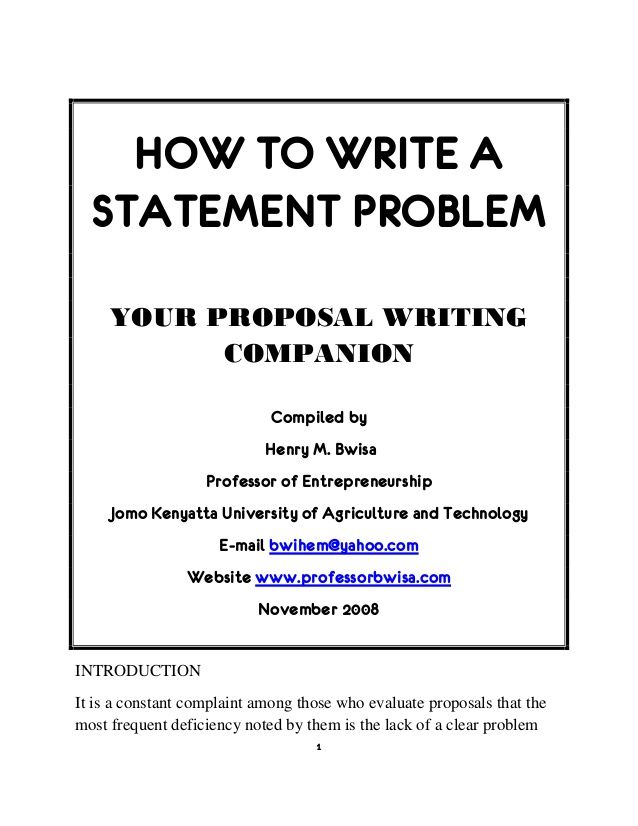 Help with dissertation problem statement