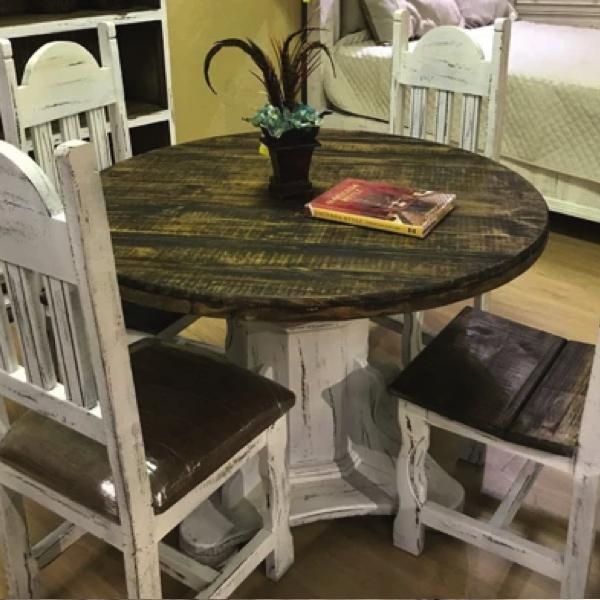 Western Kitchen Table Decor Rustic Tables Farmhouse Dining Room Painted Farmhouse Dining Room Table, Round Farmhouse Dining Table And Chairs