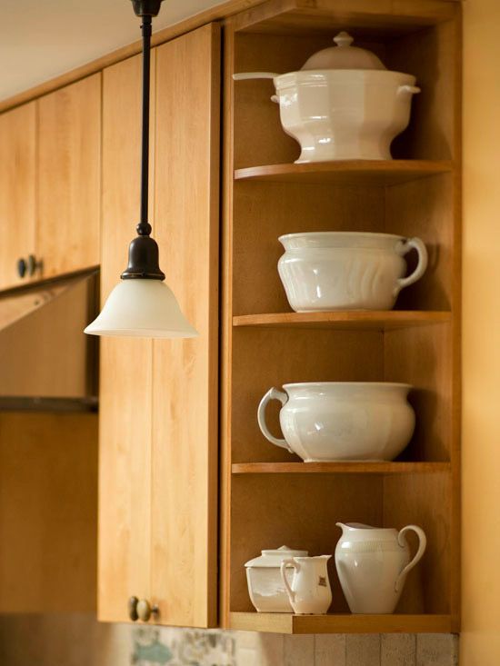 Interior Kitchen Cabinet Corner Shelf 70 best corner treatments and shelves images on pinterest open shelving a basic solid side cabinet would have closed off the kitchen to adjacent dining room section of airy shelve