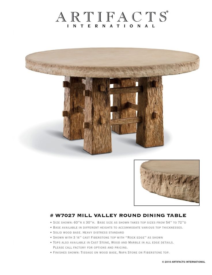 Artifacts International All Dining Tables Table Round Dining Tables Table, Round Table Mill Valley