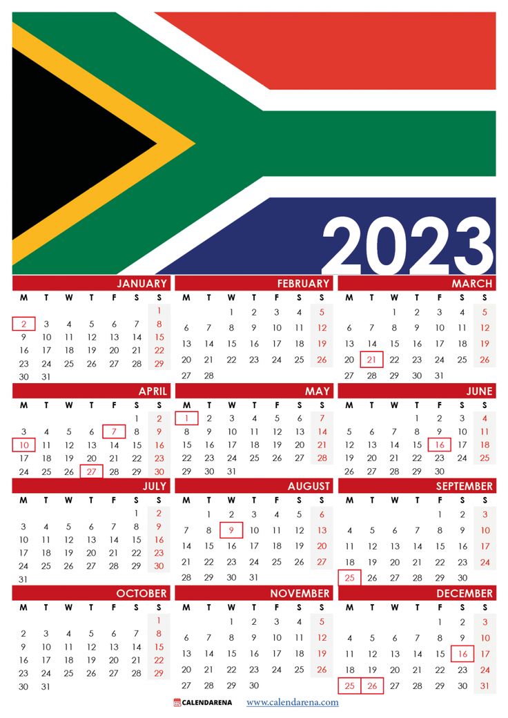 December 2023 Calendar With Holidays South Africa | South african