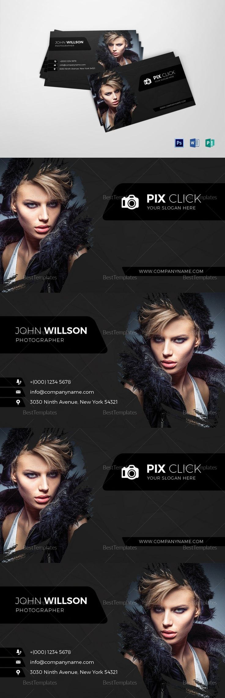 Fashion Photographer Business Card Template - $9... Formats Included : MS Word, Photoshop, Publisher... File Size : 3.75x2.25 Inchs