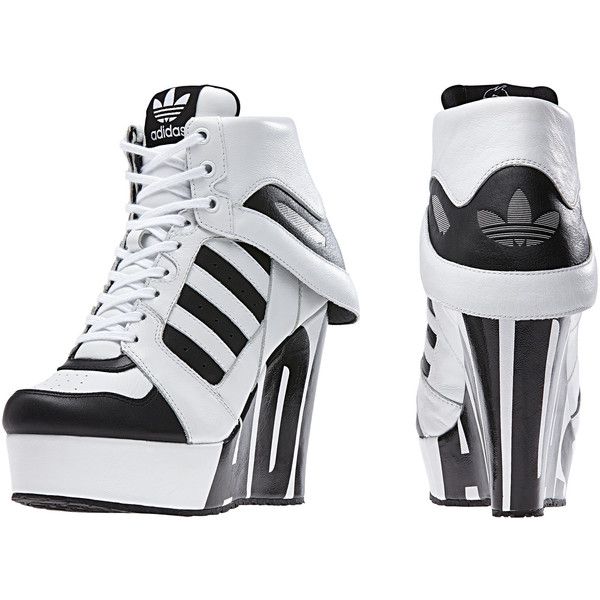 Adidas Streetball Platform Shoes ($128) ? liked on Polyvore featuring shoes, black,