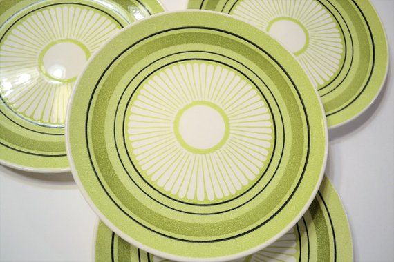 Taylor Ironstone Green Span Plates Set Of 3
