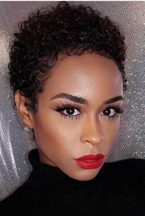 Teeny Weeny Afro Twa Red Lips Natural Hair Hair Style Short