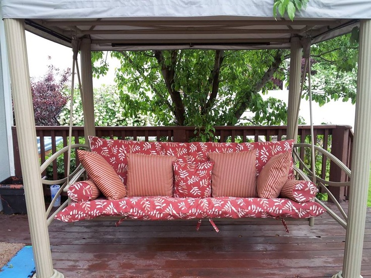 I Recovered Swing Cover And Pillows For The Couch Sew A Giant Pillow Case Put Large Zippe Outdoor Furniture Makeover Recover Patio Cushions Outdoor Furniture Makeover, How To Recover Outdoor Swing Cushions