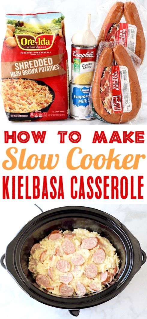 Kielbasa Recipes! This Easy Crockpot Kielbasa and Potatoes Casserole is the perf...