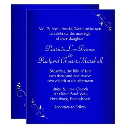 Cobalt Blue Evening Wedding Invitation Invitations Cards Cobalt Blue Evening Wedding Invitation Invitations Cards Custom Card Design Marriage Party