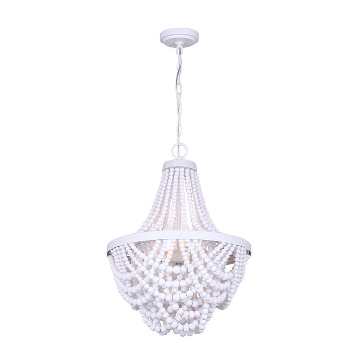 Canarm Amelia 3 Light Matte White Chandelier With Real Wood Beads The Home Depot Canada Pendant Canarm Amelia 3 Light Matte White, Home Depot Canada White Chandelier