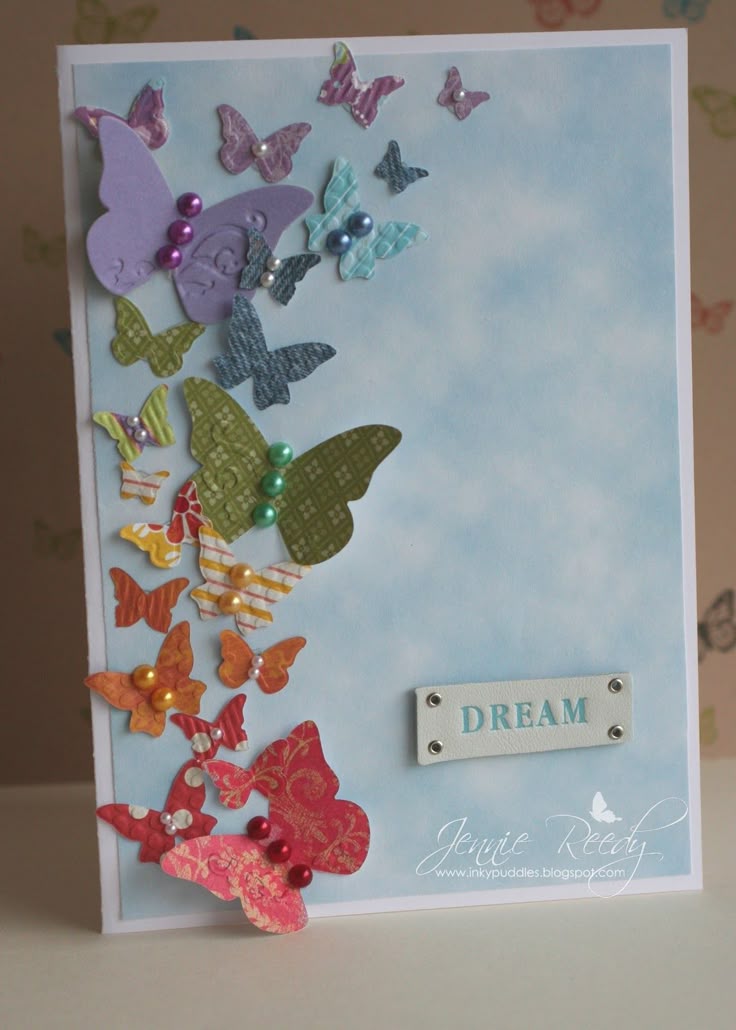 Art And Craft Ideas For Card Making Part - 24: Rainbow Of Butterflies Card (from Scraps)... By Jennifer Gavin