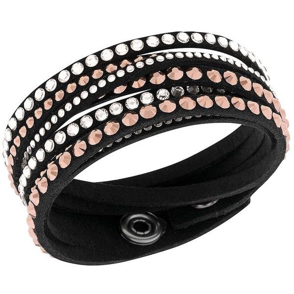 Swarovski Slake Black Crystal,Accented Wrap Bracelet (\u20ac58) ❤ liked on Polyvore