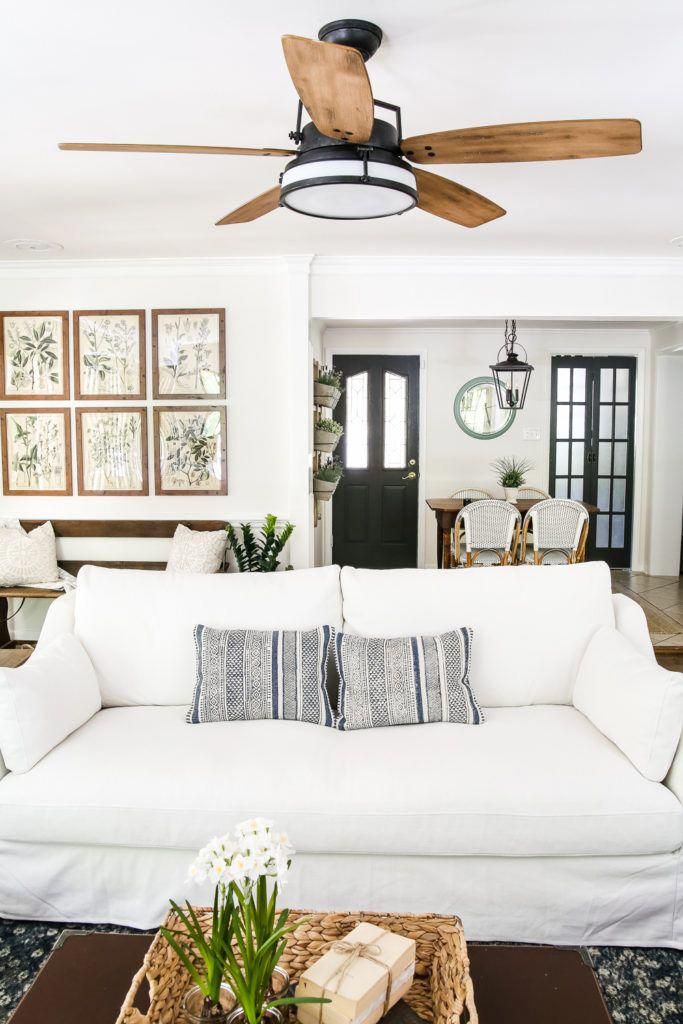 Living Room Update Ceiling Fan Swap Blesserhouse Com A Bland Borin Modern Farmhouse Farm House Decor Modern Farmhouse Living Room Decor, Modern Farmhouse Style Ceiling Fans