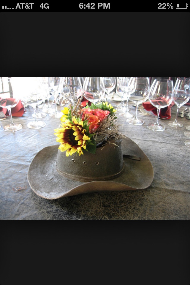 Centerpiece Western Centerpieces Cowboy Hat Centerpiece Reception 161296f9400d6d1a56f9afe0c0e27e9b
