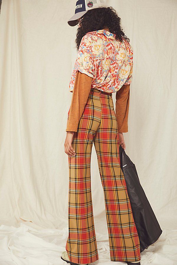 Checkered pants RETRO black white super High waisted trousers retro loose fit leg vintage hipster XXXL
