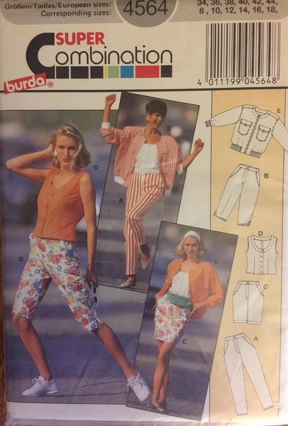 Rare Vtg 4564 Burda 1990 S Misses Pants Jacket Etsy In 2021 Burda Vintage Sewing Patterns Pants