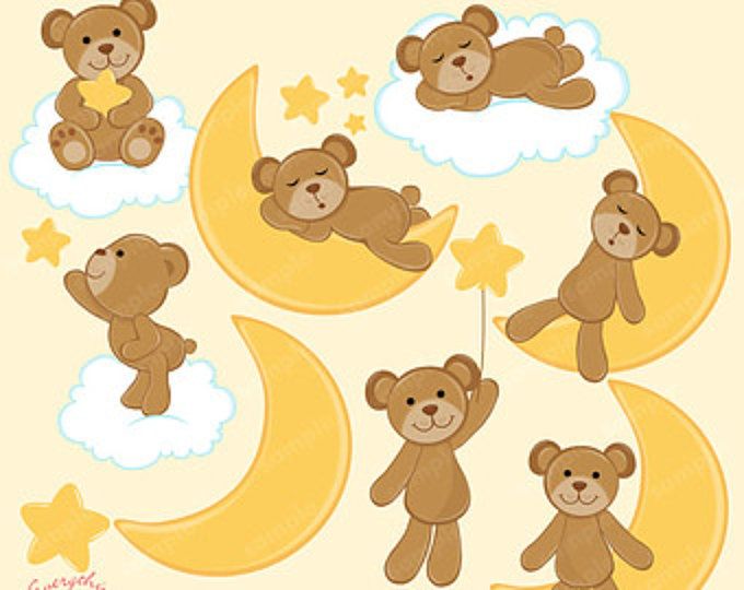 Sweet Dreams Bear2 Clipart Set Etsy Bear Clipart Clip Art Teddy Bear Clipart