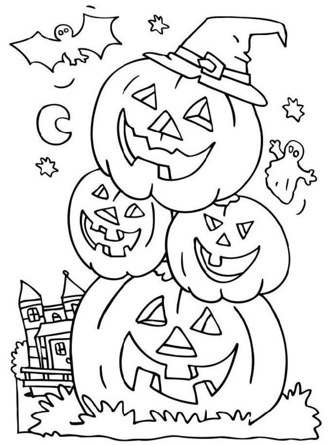 Head Pumpkin In Halloween Night Coloring Pages