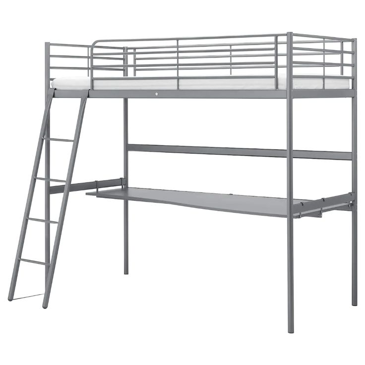 Svarta Silver Colour Loft Bed With Desk Top 90x200 Cm Ikea Loft Bed Frame Loft Bed Ikea Loft Bed