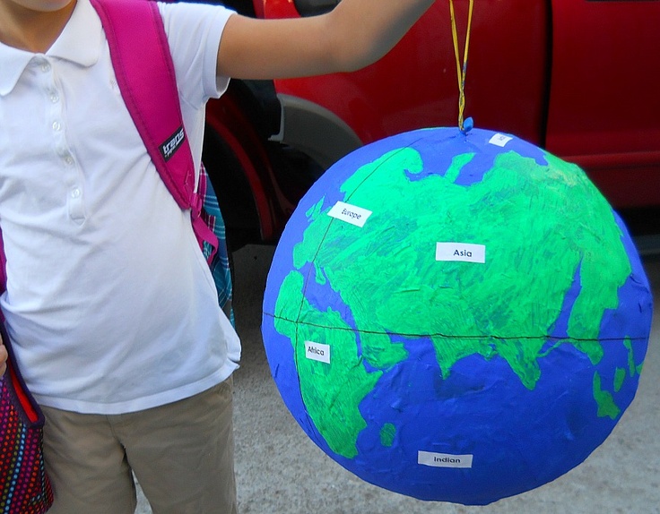 Paper mache globe made by kids  Globe projects, Earth 